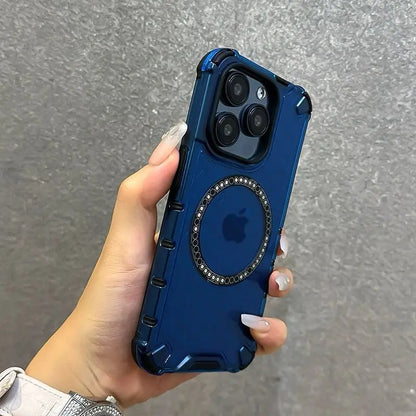 Funda para iPhone con carga inalámbrica y ventilación tipo panal