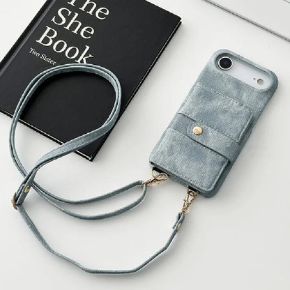 Funda cruzada antigolpes para iPhone con textura vaquera