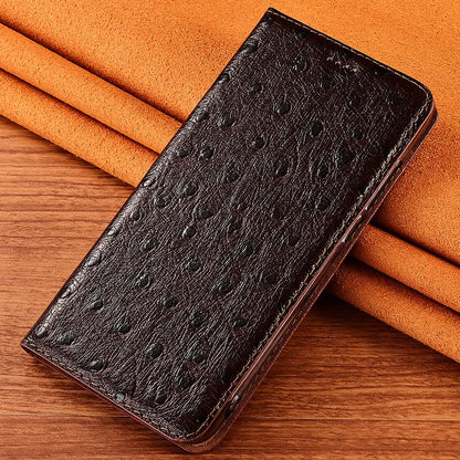Genuine Leather Ostrich Texture Flip iPhone Cover