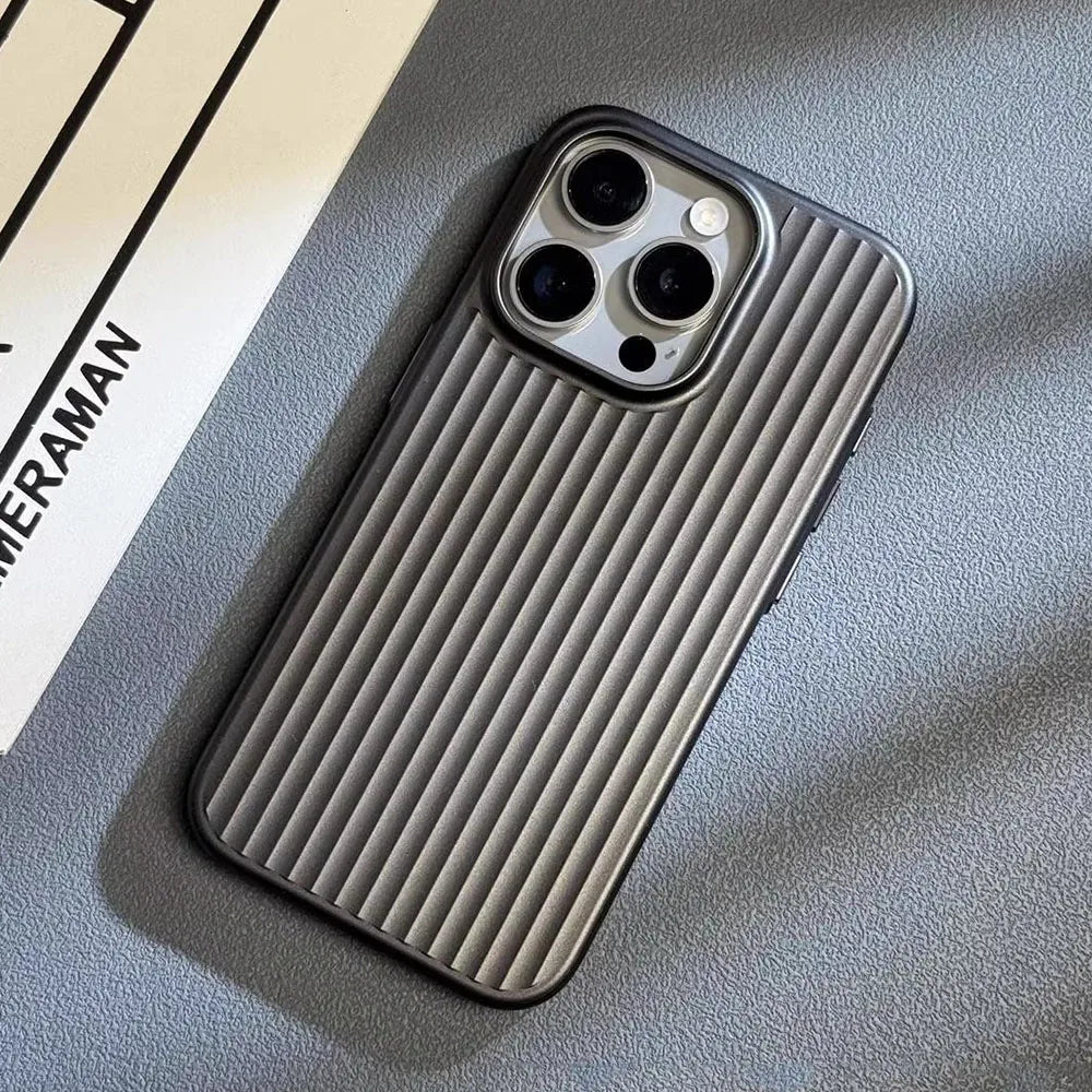 Elegante funda rígida para iPhone, de estilo empresarial y anticaídas