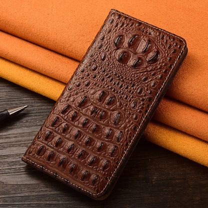 Funda tipo cartera para iPhone de piel de cocodrilo de primera calidad