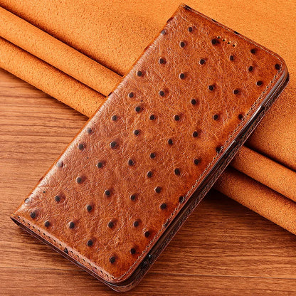 Genuine Leather Ostrich Texture Flip iPhone Cover