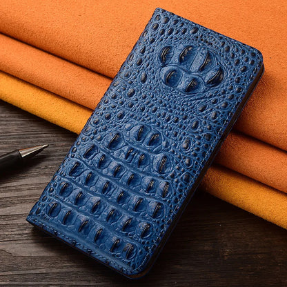 Funda tipo cartera para iPhone de piel de cocodrilo de primera calidad