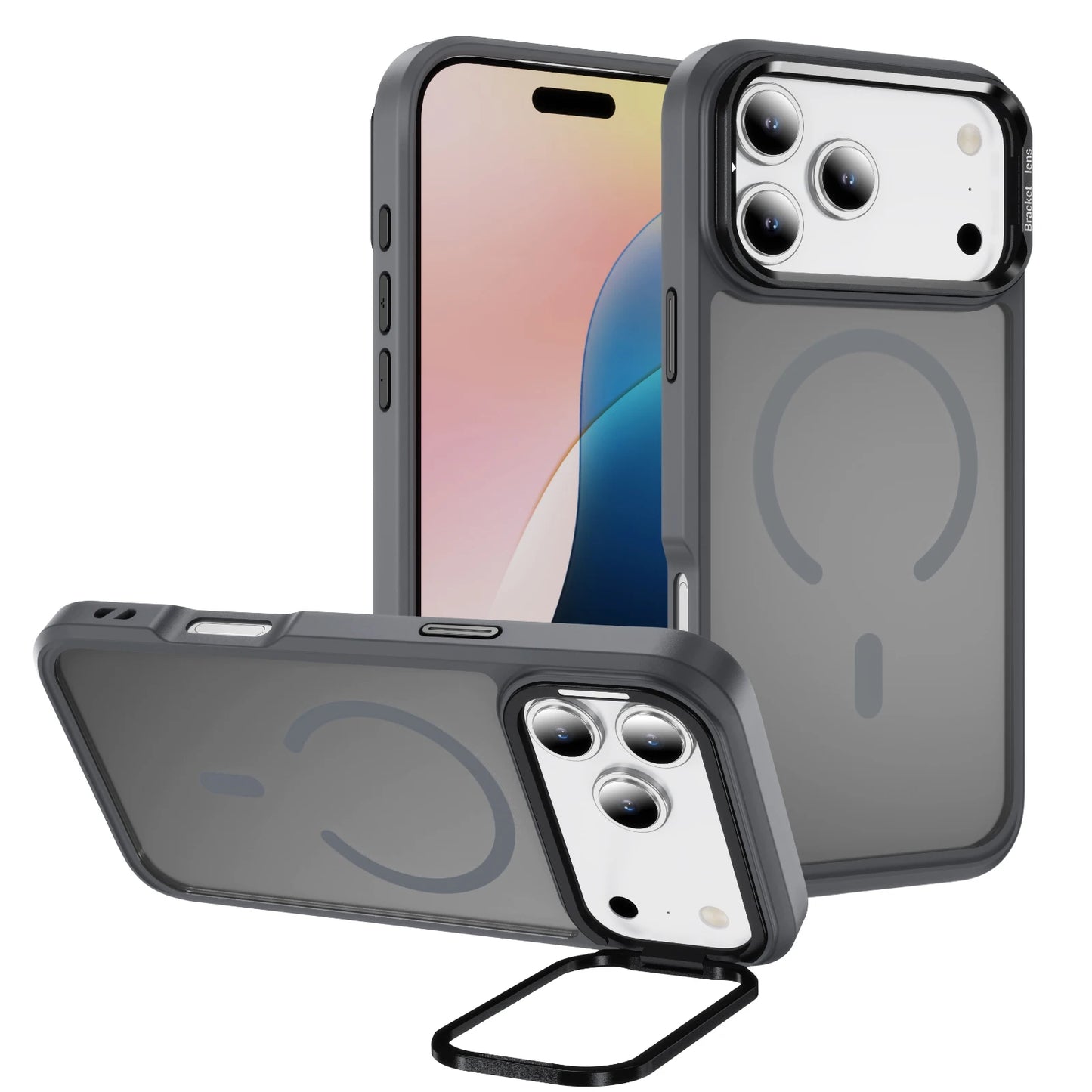 Funda acrílica MagSafe de grado militar para iPhone con soporte