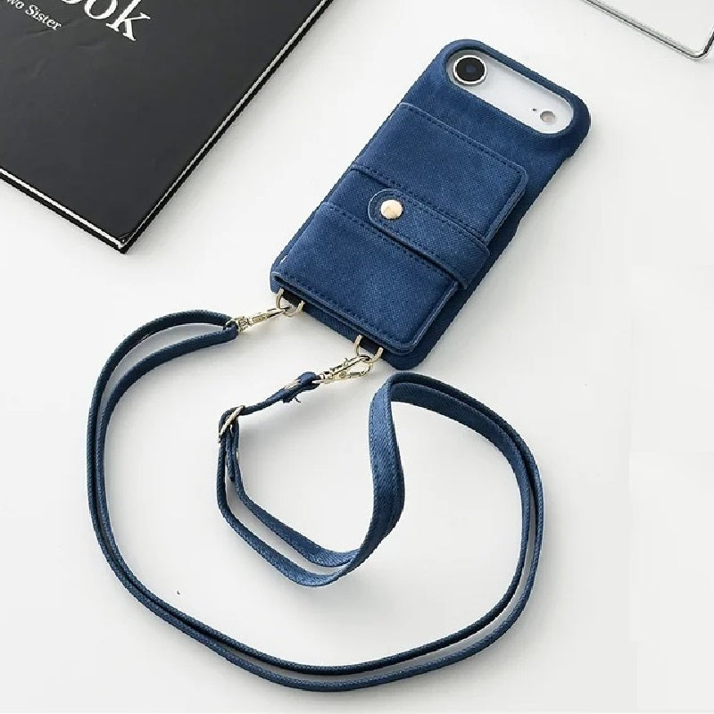Funda cruzada antigolpes para iPhone con textura vaquera