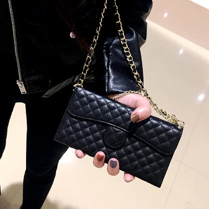 Lambskin Leather Crossbody Wallet Case for iPhone