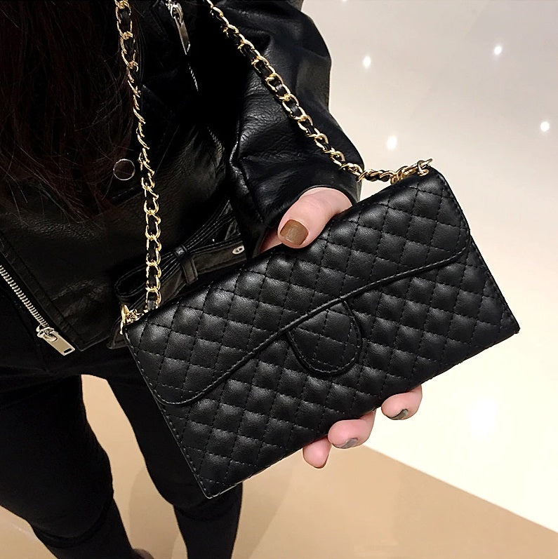 Lambskin Leather Crossbody Wallet Case for iPhone