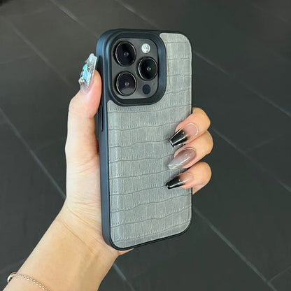 Vintage Croc Texture Shockproof PU Leather iPhone Case