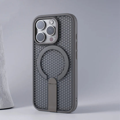 Funda MagSafe para iPhone con soporte y refrigeración en forma de panal