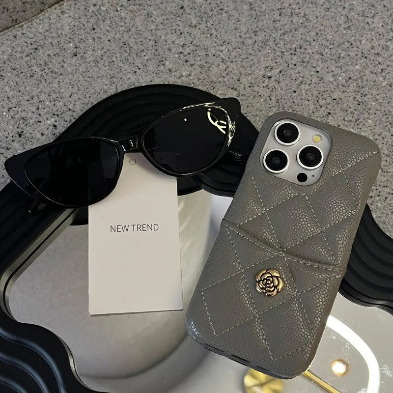 Iconic Quilted Camellia Card Slot iPhone Case