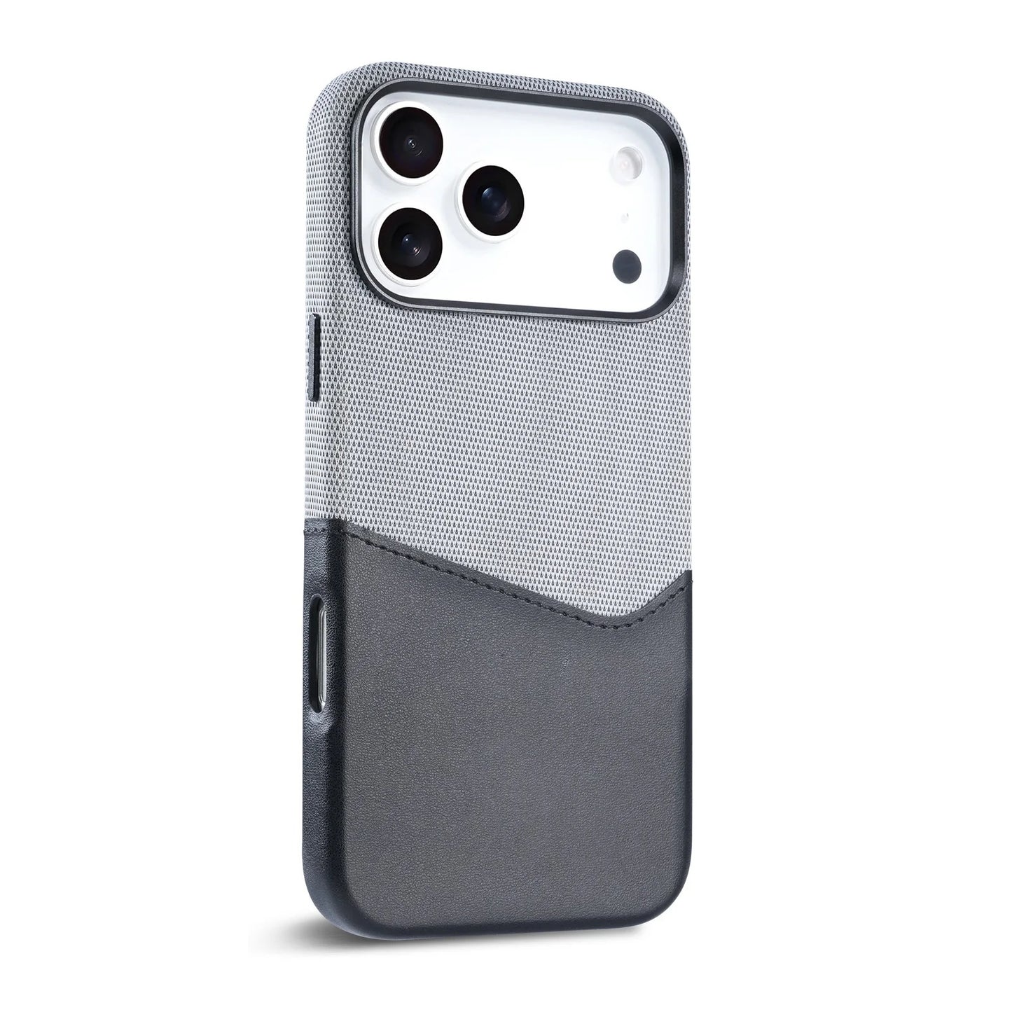 Funda de cuero para iPhone con diseño de patchwork y tarjetero
