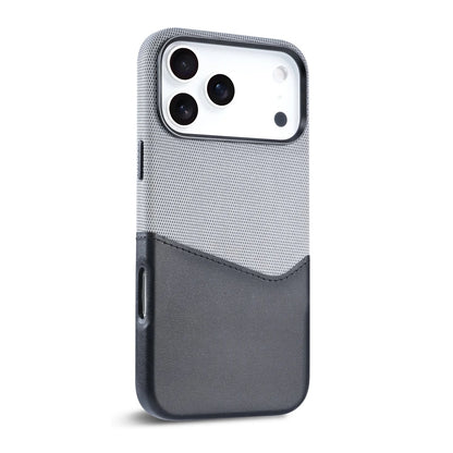 Funda de cuero para iPhone con diseño de patchwork y tarjetero