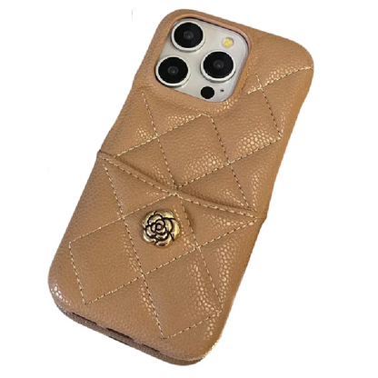 Iconic Quilted Camellia Card Slot iPhone Case