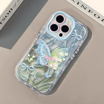 Funda protectora suave para iPhone con estampado de mariposas elegante