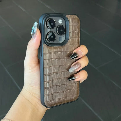 Vintage Croc Texture Shockproof PU Leather iPhone Case