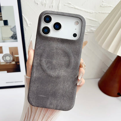 Elegant Denim Leather iPhone Case with MagSafe