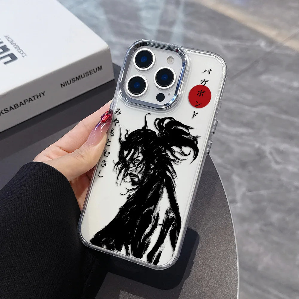 Funda transparente para iPhone inspirada en Vagabond con ilustraciones de samuráis