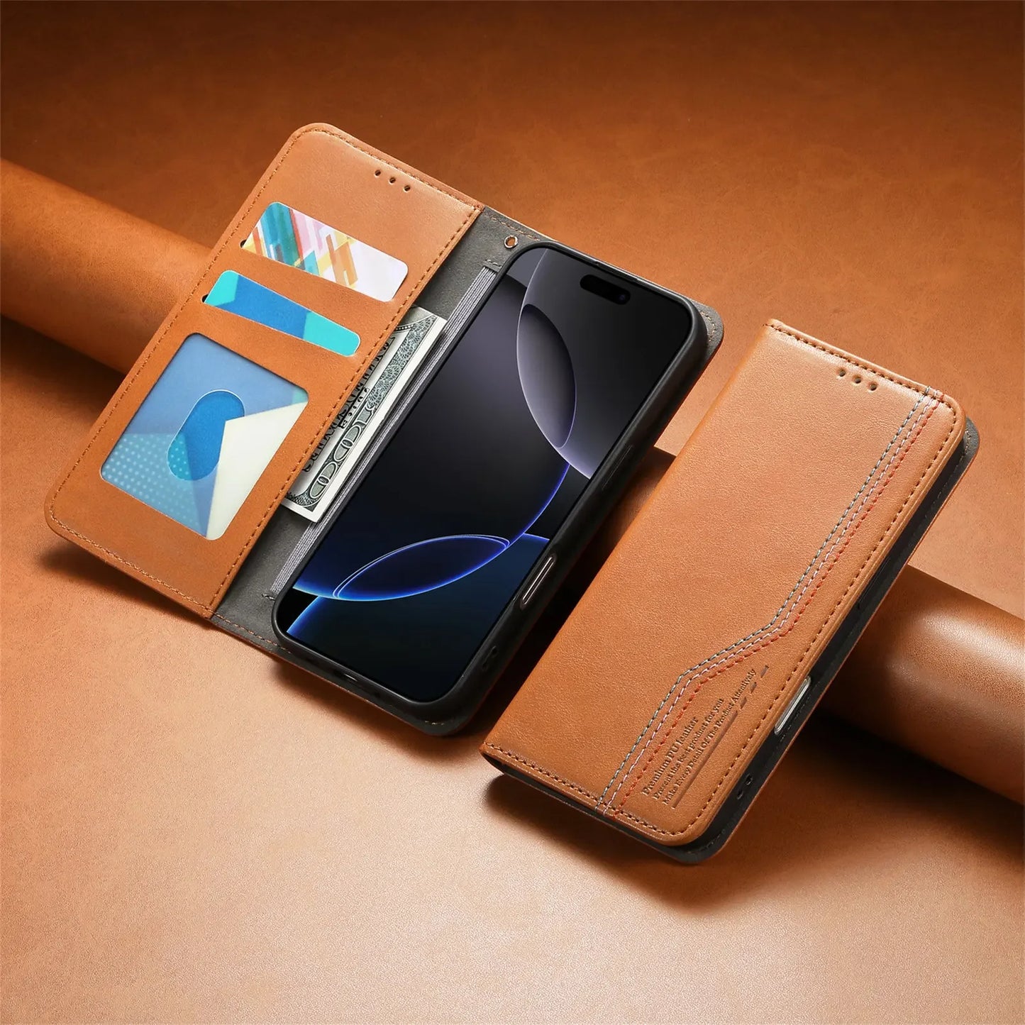 Vintage Leather Card Slot Flip Wallet iPhone Case