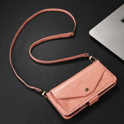 Multifunction iPhone Wallet Case with Shoulder Strap