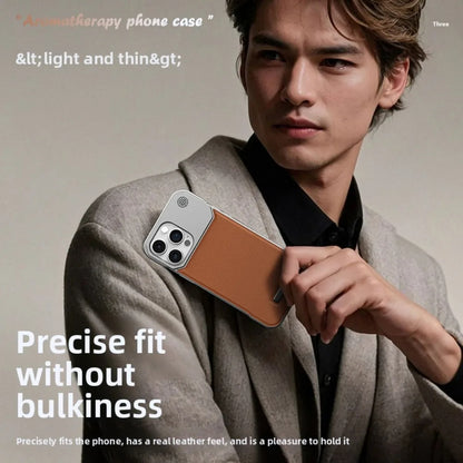 Funda magnética de aromaterapia para iPhone de cuero sintético sin bordes