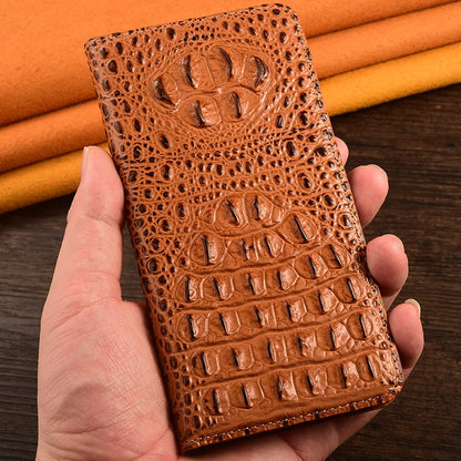 Funda tipo cartera para iPhone de piel de cocodrilo de primera calidad
