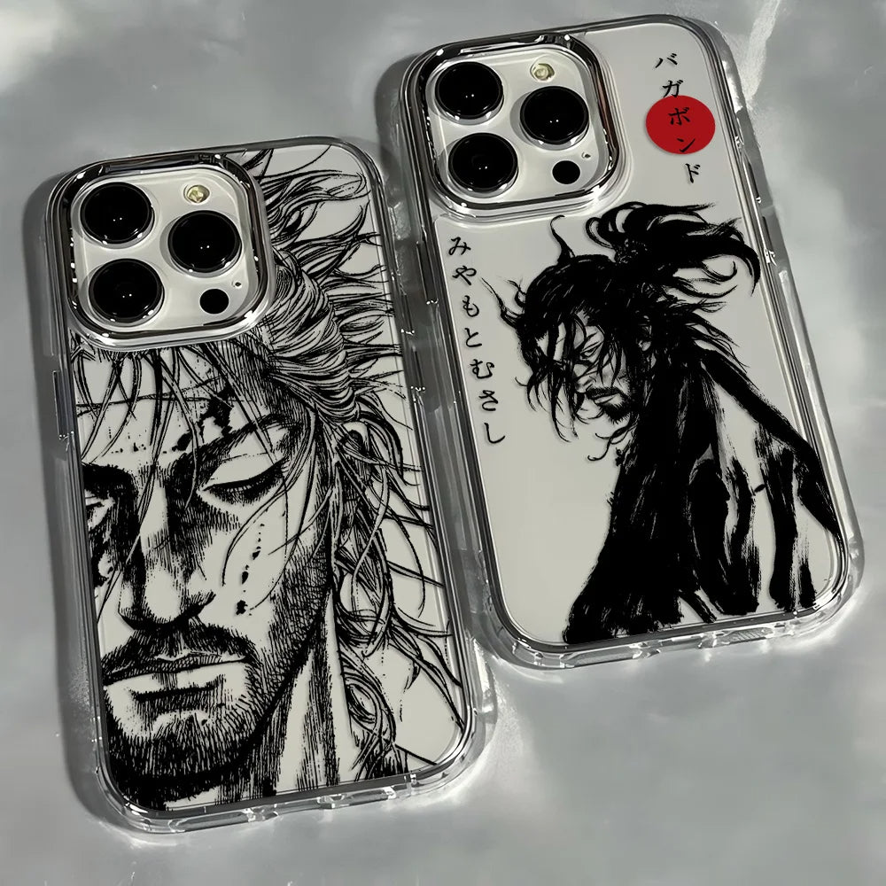 Funda transparente para iPhone inspirada en Vagabond con ilustraciones de samuráis