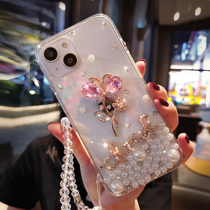 Fashion Sparkly Floral Diamond iPhone Soft Cover