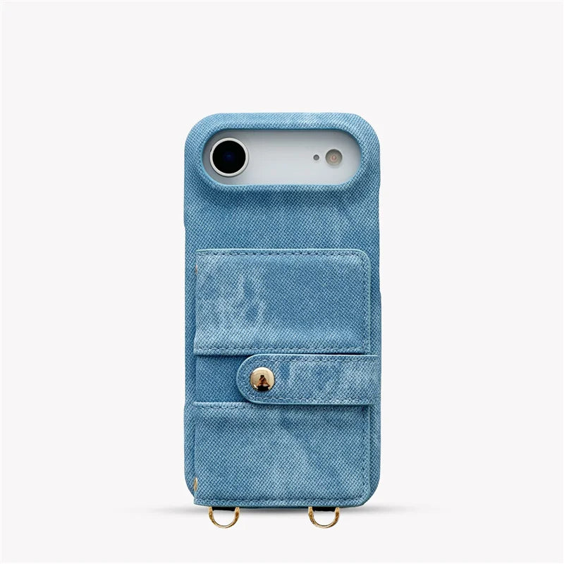 Funda cruzada antigolpes para iPhone con textura vaquera