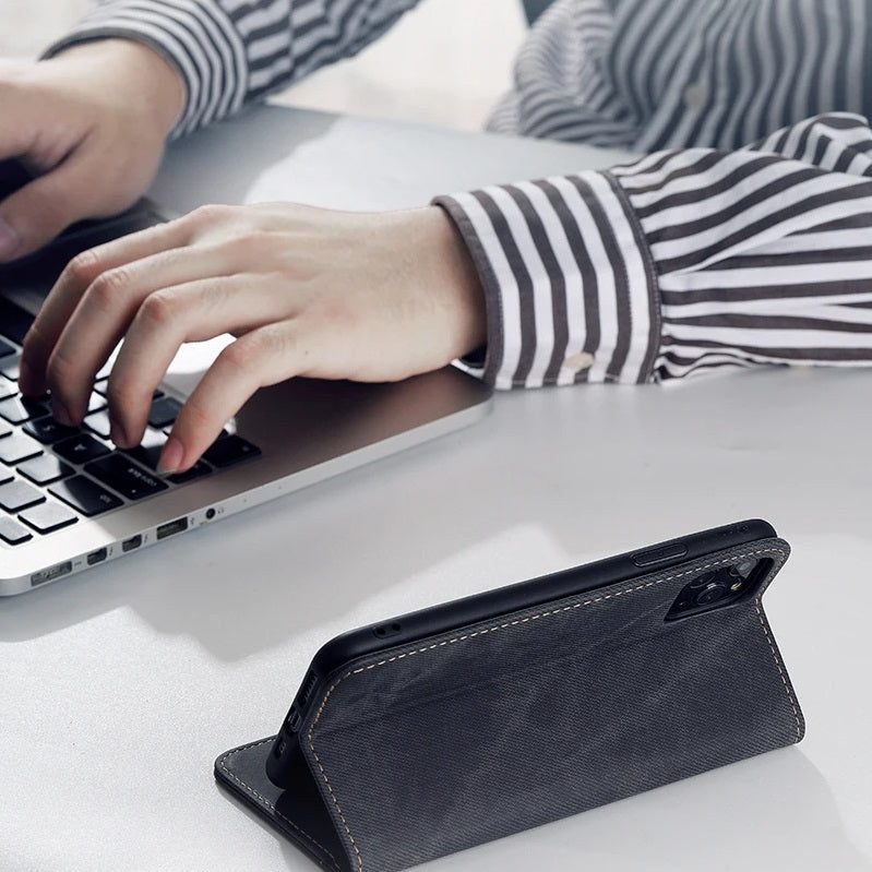 Denim Texture Leather iPhone Wallet Flip Case