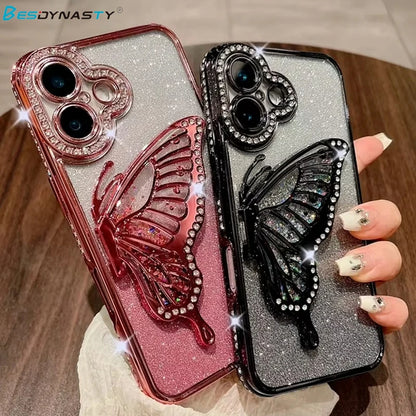 Sparkling Rhinestone 3D Butterfly Glitter iPhone Case