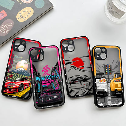Funda para iPhone Drift con parte trasera transparente mate JDM Racing
