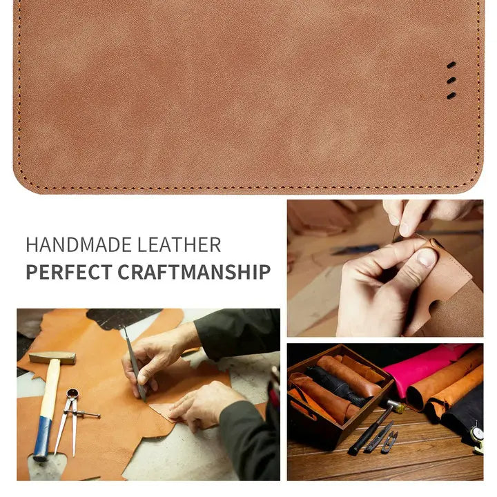 Funda tipo cartera de cuero mate de primera calidad para iPhone