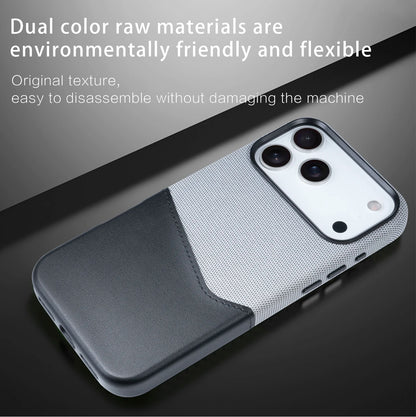 Funda de cuero para iPhone con diseño de patchwork y tarjetero