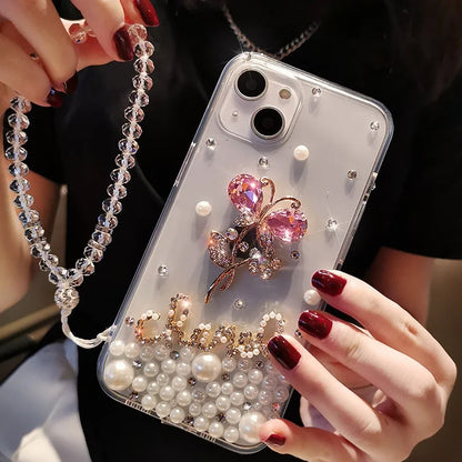 Fashion Sparkly Floral Diamond iPhone Soft Cover