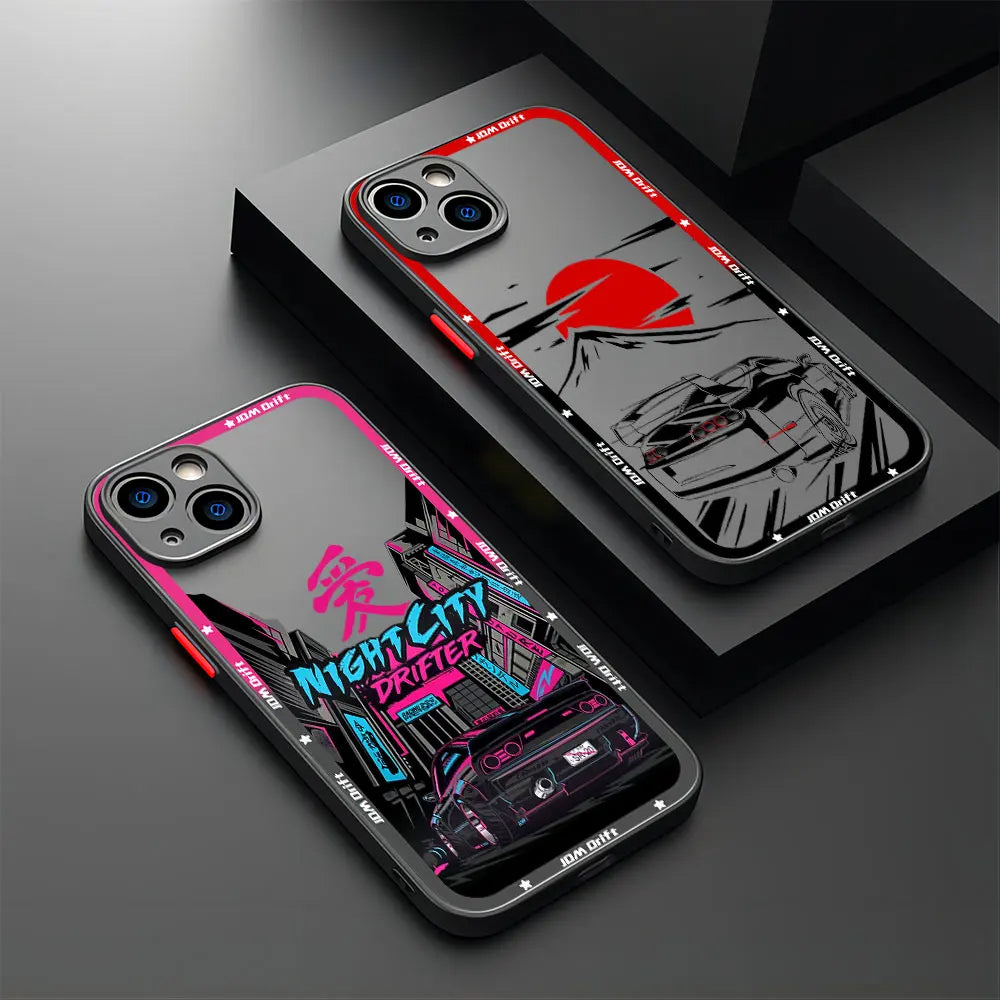 Funda para iPhone Drift con parte trasera transparente mate JDM Racing