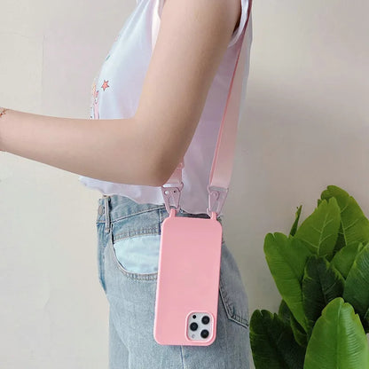 Crossbody Silicone iPhone Case with Lanyard Strap
