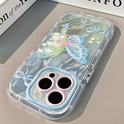 Funda protectora suave para iPhone con estampado de mariposas elegante