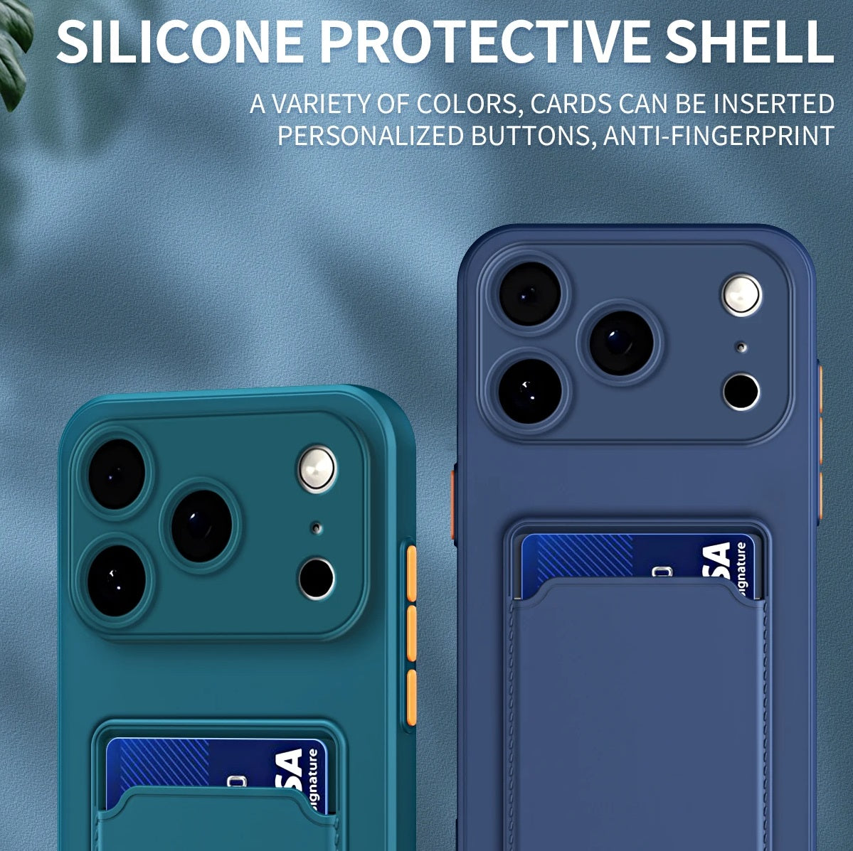 Candy Color Silicone iPhone Case with Card Slot