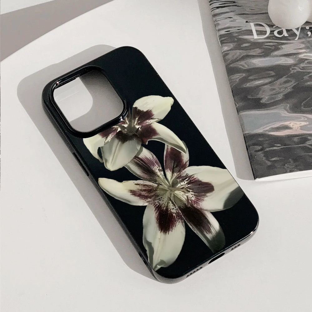 Funda blanda para iPhone con diseño floral retro estético y a prueba de golpes
