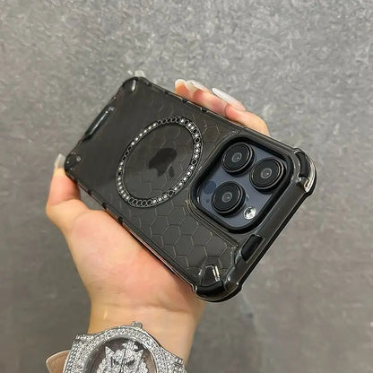 Funda para iPhone con carga inalámbrica y ventilación tipo panal