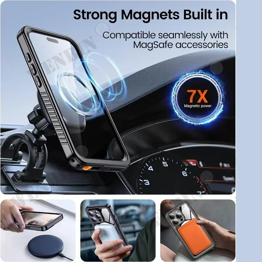 Funda MagSafe para iPhone resistente al agua IP68 para buceo