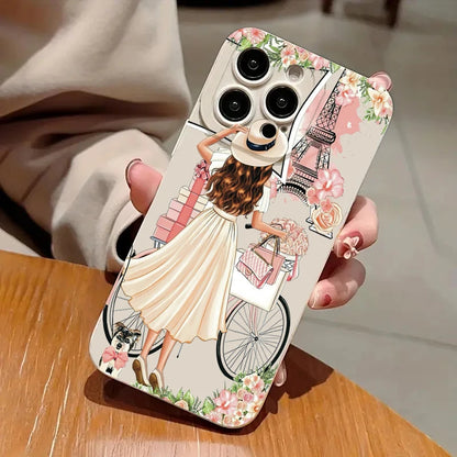 Funda mate suave para iPhone con diseño de flor de niña