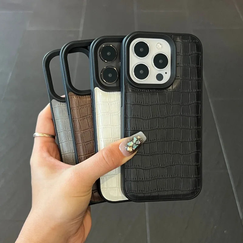 Vintage Croc Texture Shockproof PU Leather iPhone Case