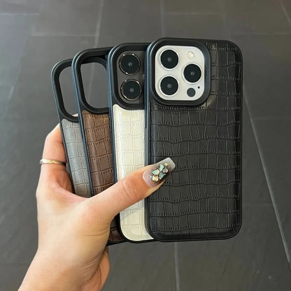 Vintage Croc Texture Shockproof PU Leather iPhone Case