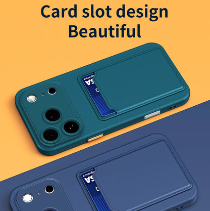 Candy Color Silicone iPhone Case with Card Slot