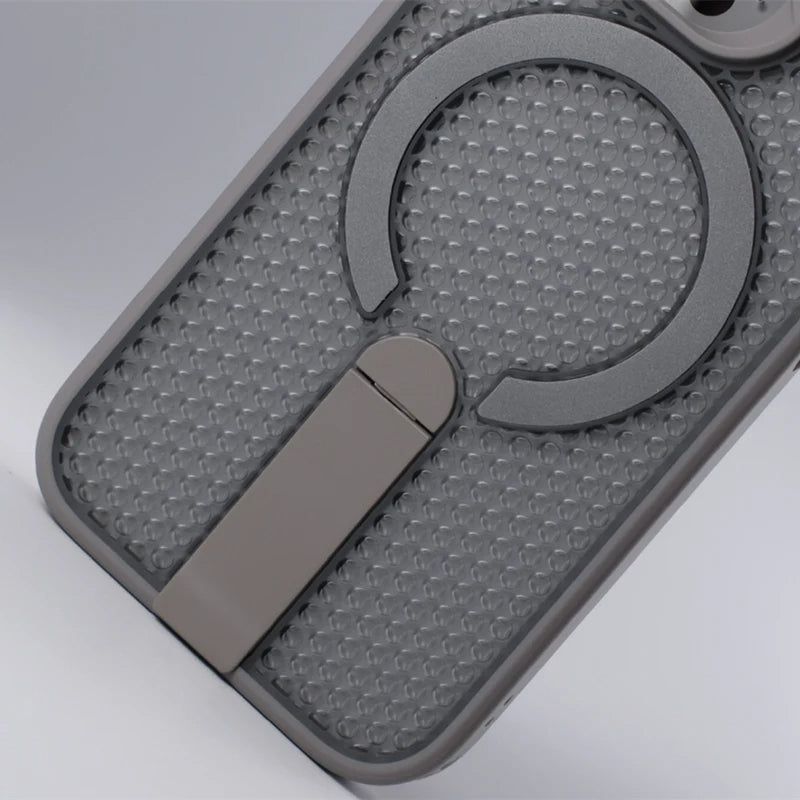 Funda MagSafe para iPhone con soporte y refrigeración en forma de panal