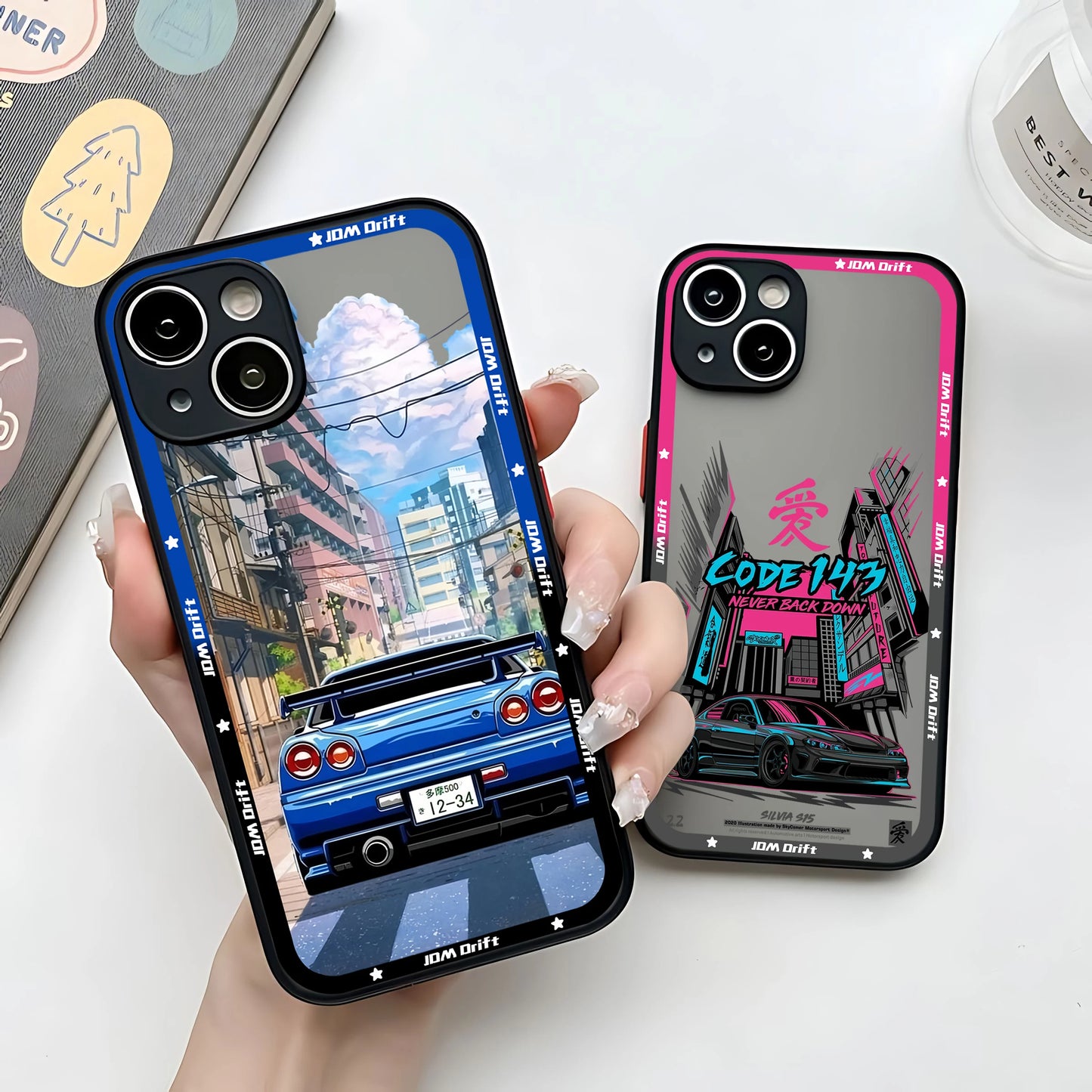 Funda para iPhone Drift con parte trasera transparente mate JDM Racing