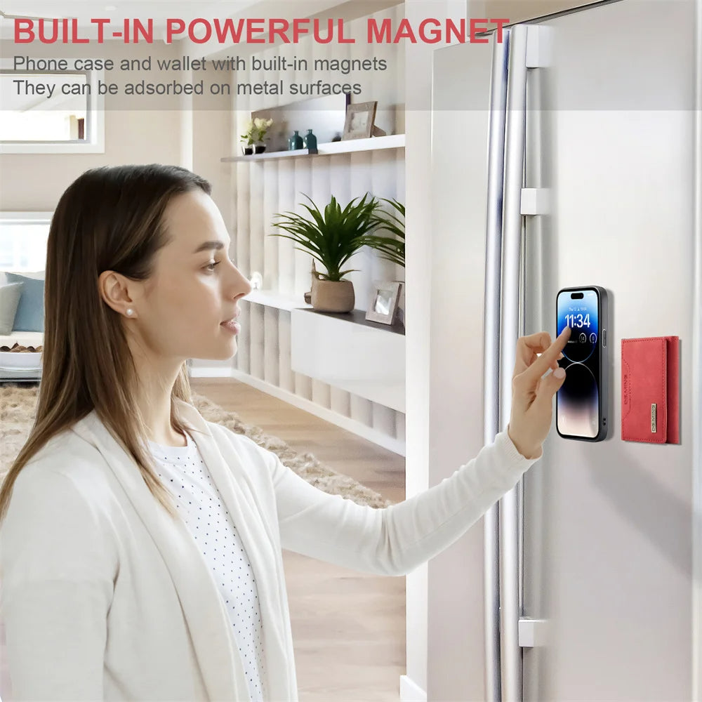 DG.MING Detachable Leather Flip Wallet iPhone Case