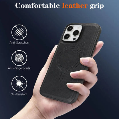 Elegante carcasa de cuero Magsafe para iPhone con protección