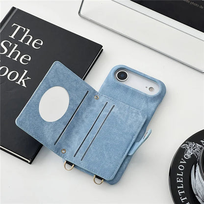 Funda cruzada antigolpes para iPhone con textura vaquera